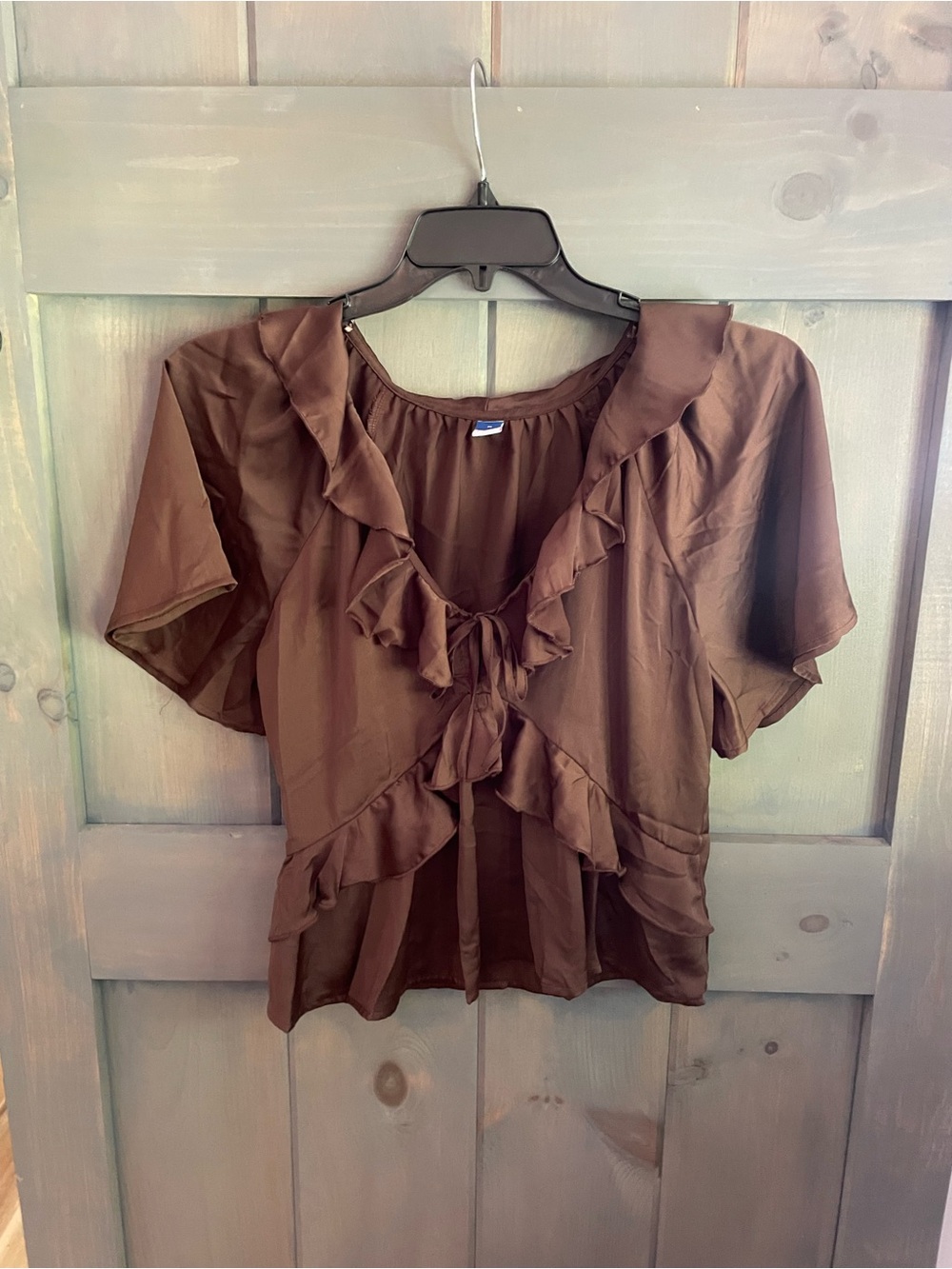 Old Navy Brown Ruffle Tie-Front Top